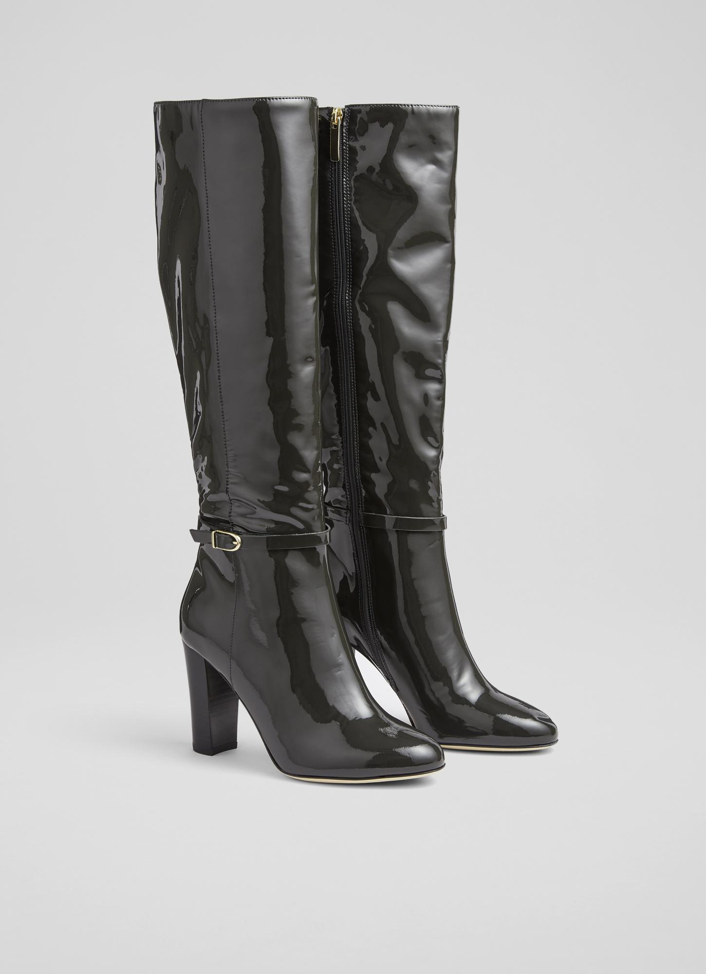 Grey patent leather on sale boots